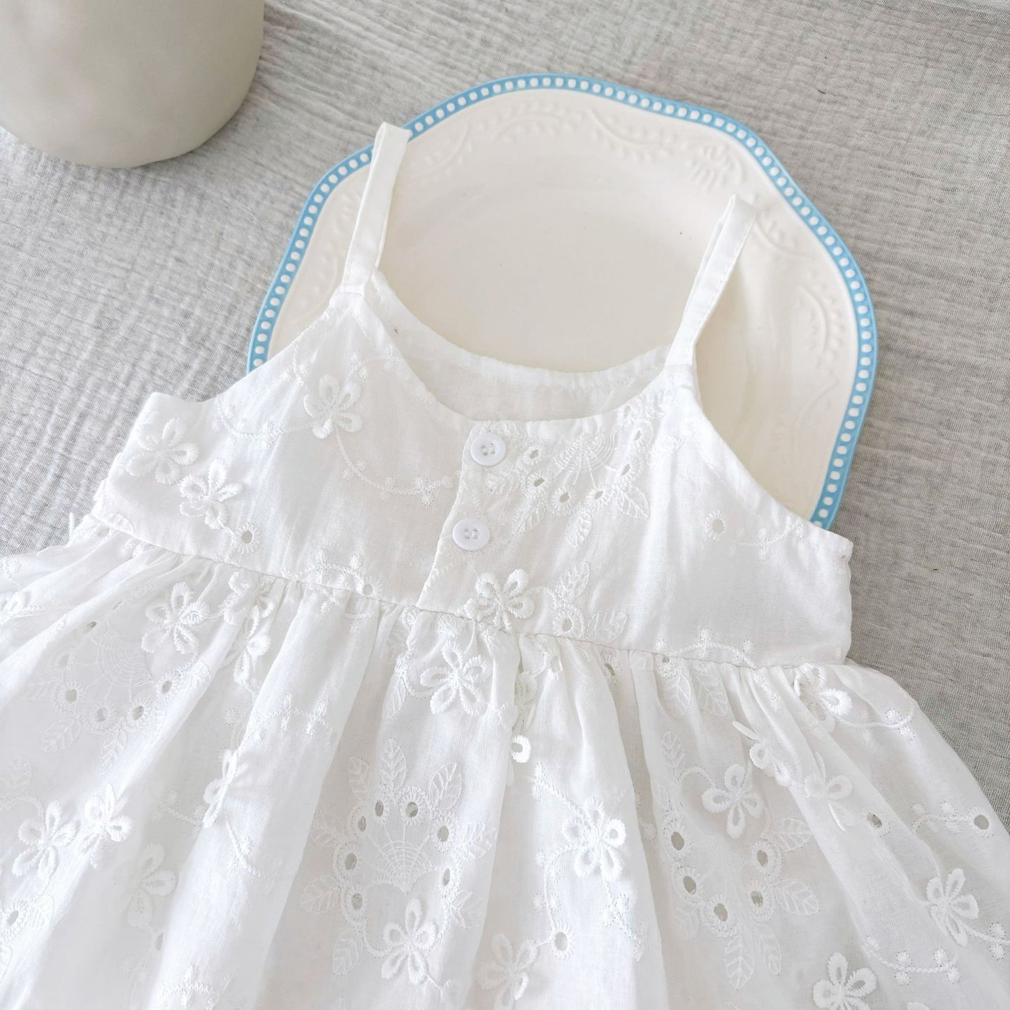 Summer Arrival Baby Girls Cute Solid Color Flowers Embroidered and Hollow-out Pattern Sleeveless Onesies, MyKids-USA®, Baby One-Pieces, MyKids-USA -  -  -  -  -  -  - 