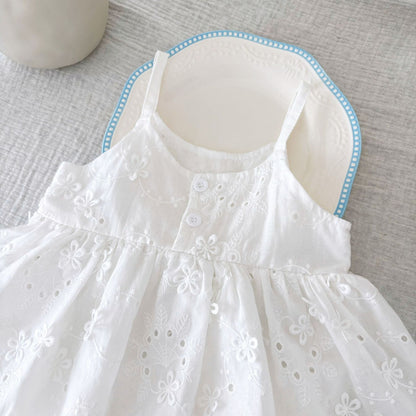 Summer Arrival Baby Girls Cute Solid Color Flowers Embroidered and Hollow-out Pattern Sleeveless Onesies, MyKids-USA®, Baby One-Pieces, MyKids-USA -  -  -  -  -  -  - 