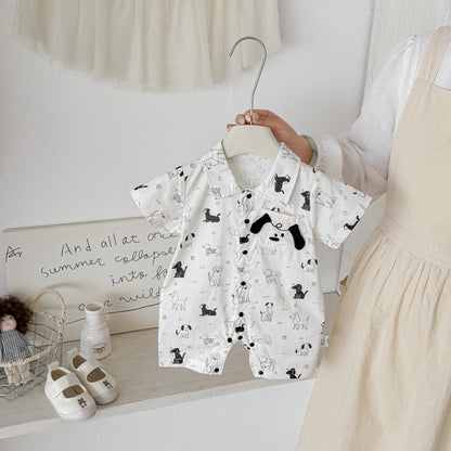 Summer Arrival Baby Boys Short Sleeves Cartoon Rompers Bodysuits, MyKids-USA®, Baby & Children's One-Pieces, MyKids-USA - Size/Age - 66 (3-6M) - Color - White -  -  - TR2605242349-A.