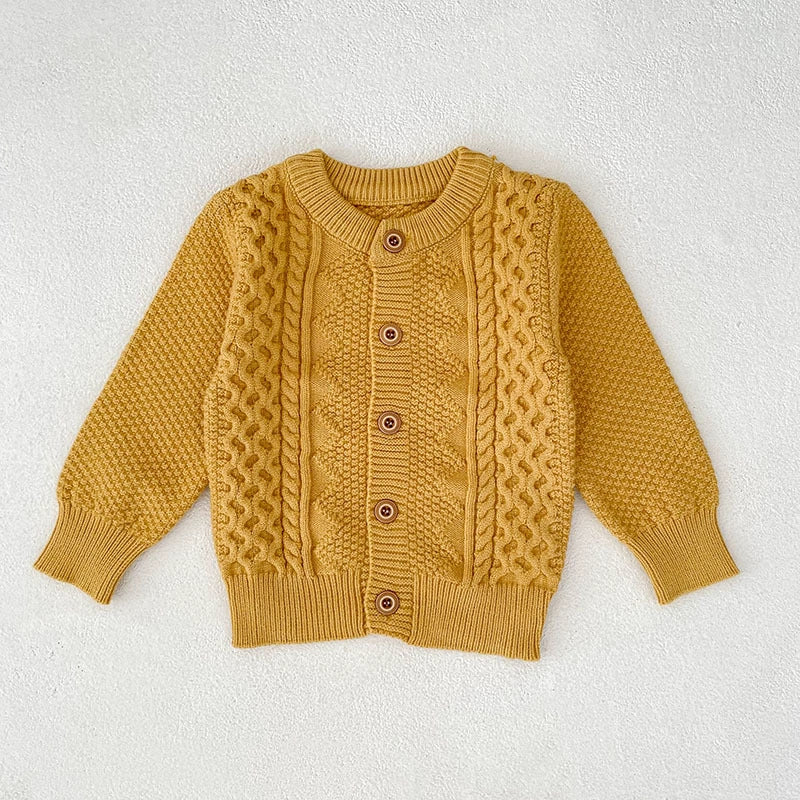 Arrival Autumn Baby Unisex Long Sleeves Geometric Jacquard Pattern Knitted Top Cardigan Sweater, MyKids-USA®, Cardigans, MyKids-USA - Size/Age - 80 (9-12M) - Color - Yellow -  -  - TR2507262220-B
