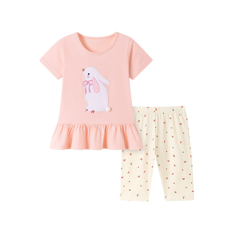 Summer Hot Selling Baby Kids Girls Short Sleeves Cartoon Pattern T-shirt and Pants Clothing Set, MyKids-USA®, Baby & Toddler Outfits, MyKids-USA - Size/Age - 90 (12-24M) - Color - Pink -  -  - TR2602031552-A.