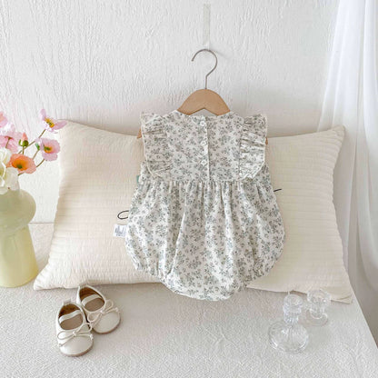 Summer Arrival Baby Girls Cute Fly Sleeves Butterfly-bows Decorated Floral Onesies, MyKids-USA®, Baby One-Pieces, MyKids-USA -  -  -  -  -  -  - 