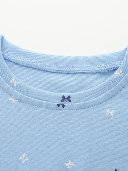 Summer Baby Kids Girls Short Sleeves Butterfly Pattern Patchwork Dress