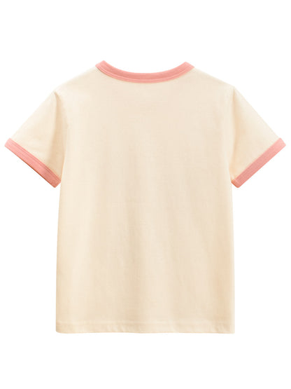 Summer Girls’ Fruits Cartoon and Letters Pattern T-shirt in European and American Style