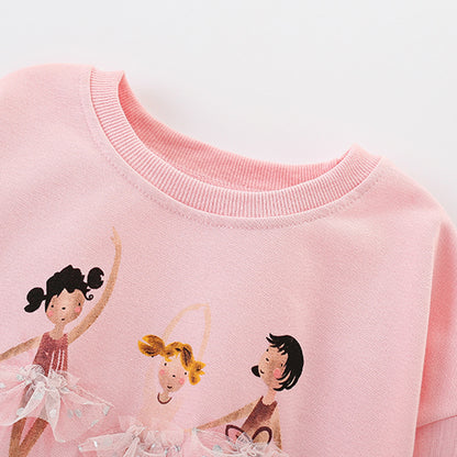Autumn and Spring Arrival Cartoon Pattern Long Sleeves Pullover for Stylish Girls, MyKids-USA®, Sweatshirts, MyKids-USA -  -  -  -  -  -  - 