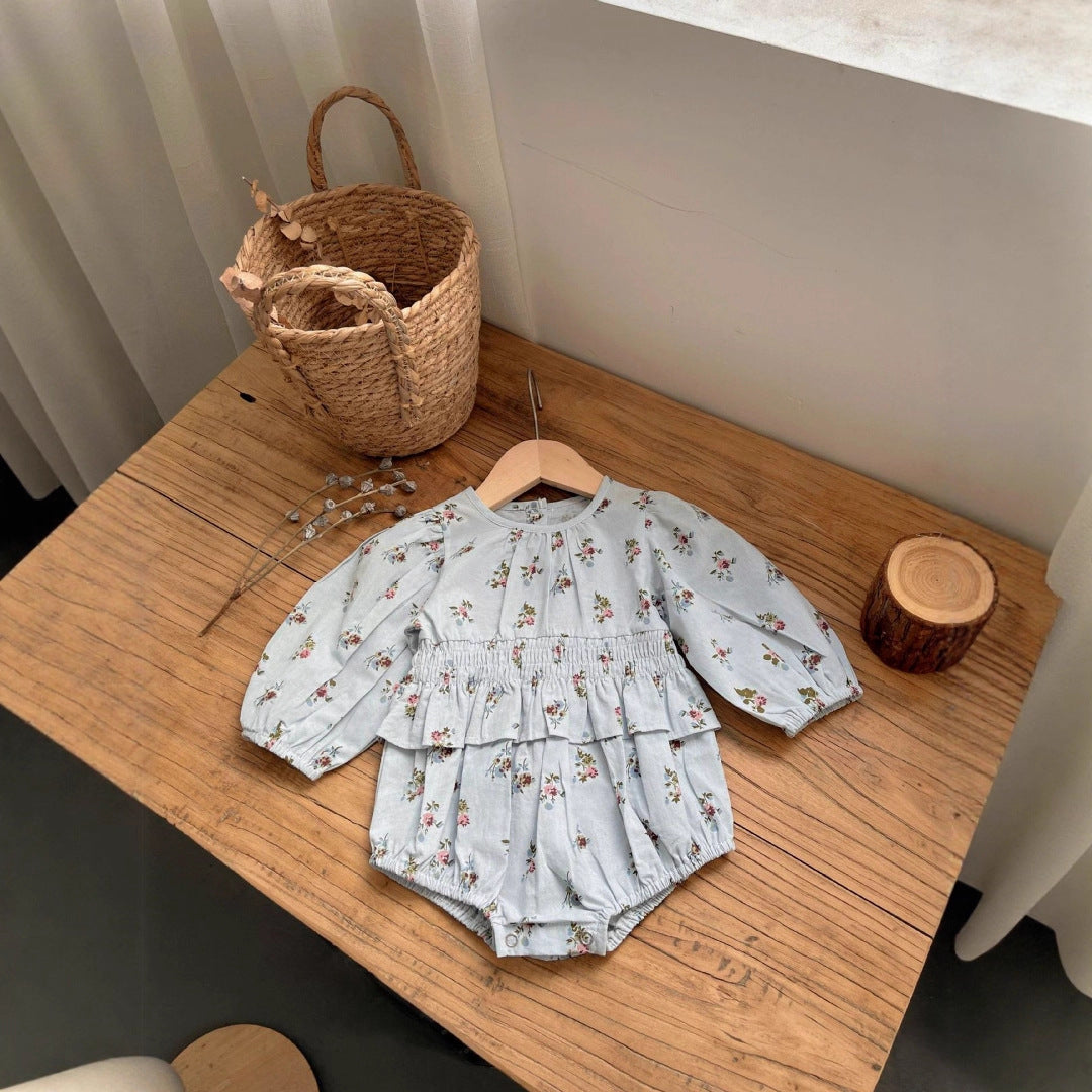 MyKids-USA® Autumn Arrival Flowers Printed Baby Kids Girls Princess Long Sleeves Bodysuit