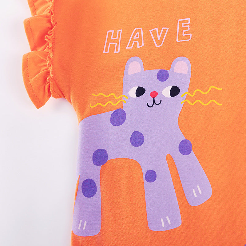 Summer Hot Selling Baby Kids Girls Short Sleeves Cartoon Pattern T-shirt and Striped Pants Clothing Set, MyKids-USA®, Baby & Toddler Outfits, MyKids-USA -  -  -  -  -  -  - .