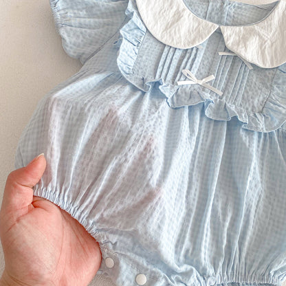 Summer Arrival Baby Girls Short Sleeves Light Plaid Pattern Bodysuit, MyKids-USA®, Bodysuits, MyKids-USA -  -  -  -  -  -  - .