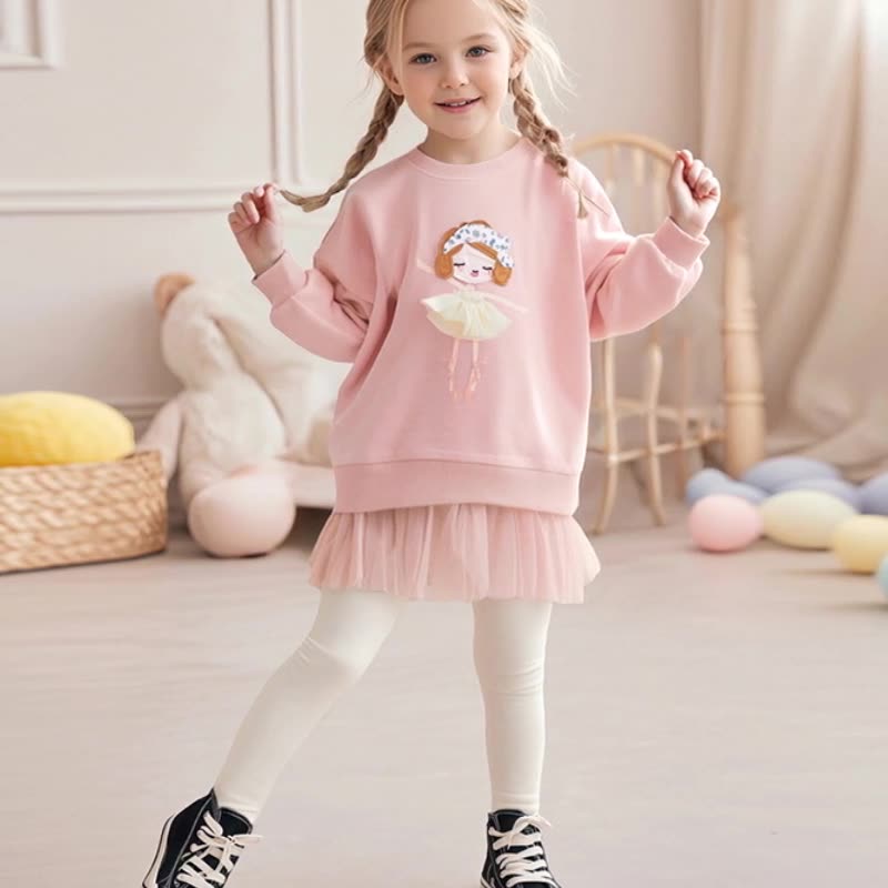 Spring and Autumn Girls Princess Cartoon Pattern Long Sleeves Sweatshirt and Plain Pants Clothing Set, MyKids-USA®, Baby & Toddler Outfits, MyKids-USA - Size/Age - 90 (12-24M) - Color - Pink -  -  - TR2507182144-A