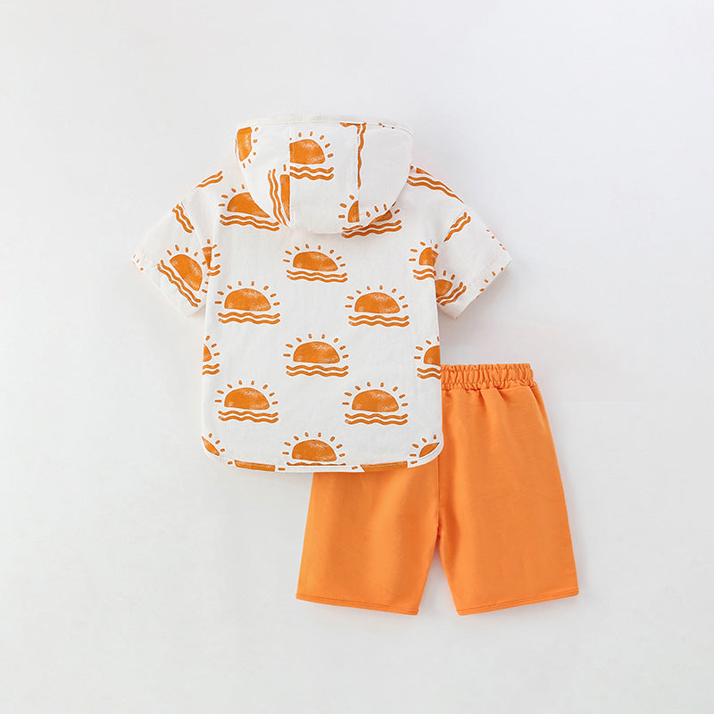 Summer Baby Kids Sunrise Pattern Hooded T-shirt and Shorts Clothing Set for Boys, MyKids-USA®, Baby & Toddler Outfits, MyKids-USA -  -  -  -  -  -  - 