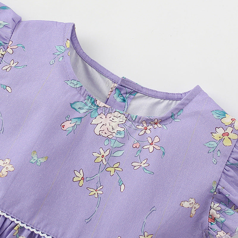 Summer Arrival Cute Flowers Pattern Fly Sleeves Crew Neck Dress for Stylish Girls, MyKids-USA®, Baby & Toddler Dresses, MyKids-USA -  -  -  -  -  -  - 