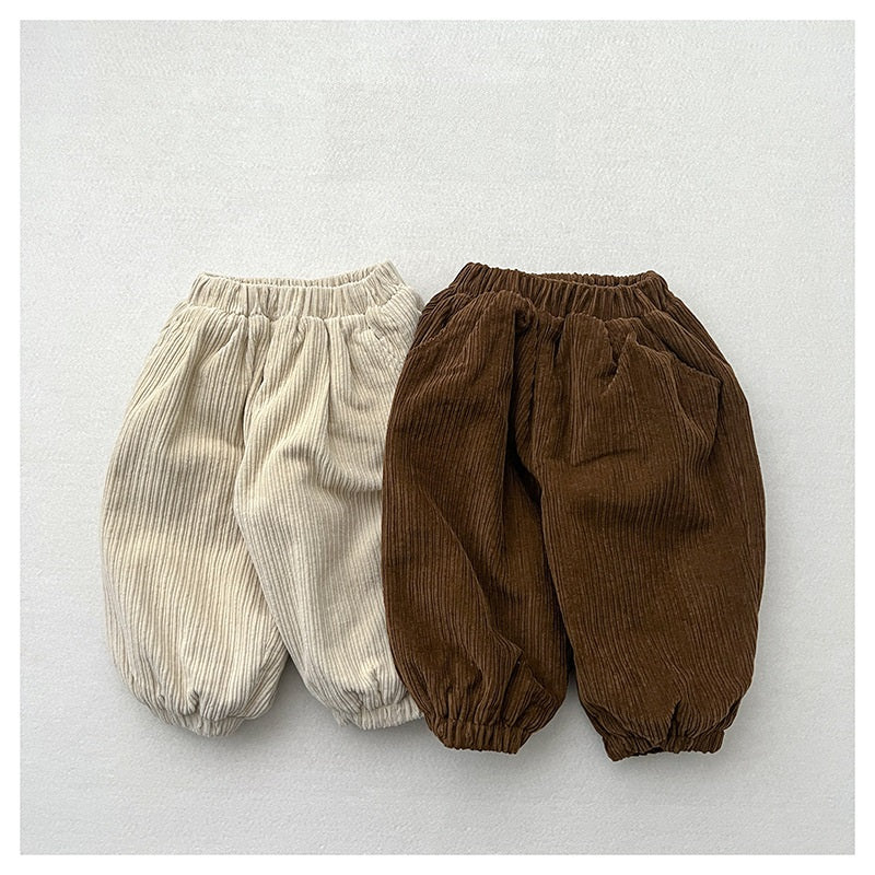 Winter Children’s Cozy Lantern Pants – Retro Corduroy Trousers For Boys And Girls, Warm And Stylish Cuffed Bottoms