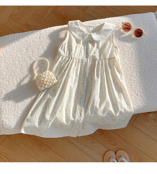 Summer Arrival Baby Kids Girls Cute Sleeveless Flowers Pattern Printed Single Breasted Dress, MyKids-USA®, Baby & Toddler Dresses, MyKids-USA - Size/Age - 90 (12-24M) - Color - White -  -  - TR2503111554-A