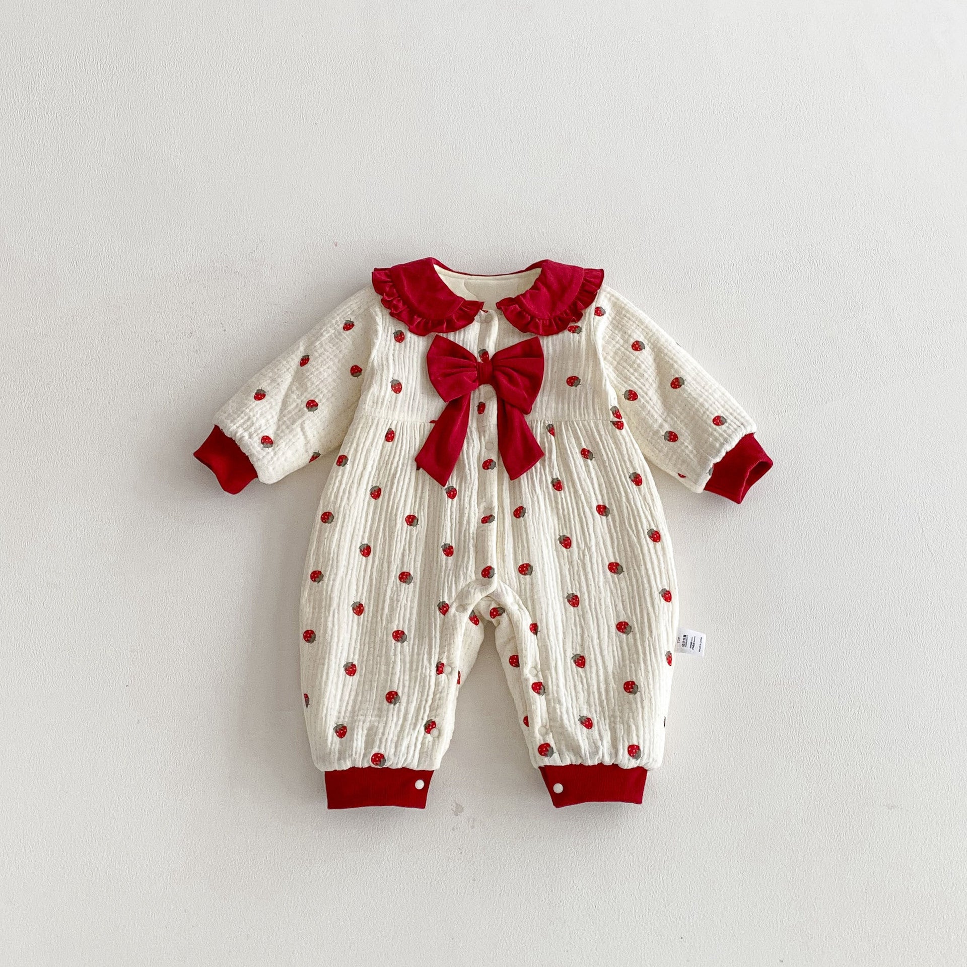 Winter Arrival Baby Girls Long Sleeves Strawberry Pattern Fleece-line Warm Rompers, MyKids-USA®, Baby One-Pieces, MyKids-USA -  -  -  -  -  -  - 