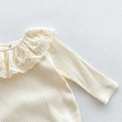 Spring and Autumn Arrival Baby Girls Long Sleeves Floral Embroidery Pattern Collar Base Layer Onesie, MyKids-USA®, Baby One-Pieces, MyKids-USA -  -  -  -  -  -  - 