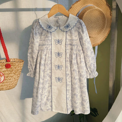 Arrival Autumn Girls Butterfly Printed and Embroidery Pattern Long Sleeves Dress, MyKids-USA®, Baby & Toddler Dresses, MyKids-USA - Size/Age - 90 (12-24M) - Color - Beige -  -  - TR2508072317-A