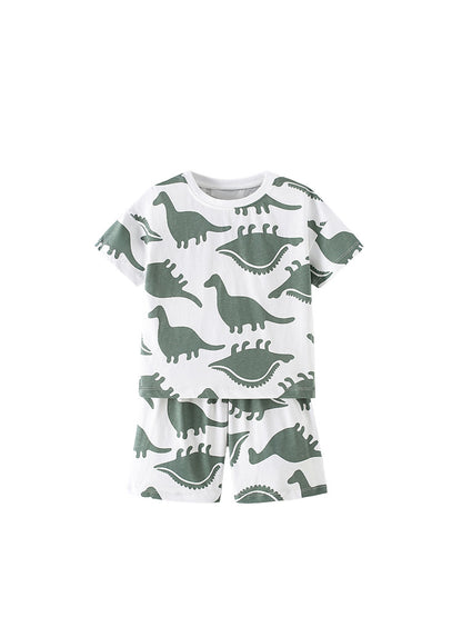 Arrival Summer Baby Kids Boys Short Sleeves Cartoon Pattern T-shirt and Shorts Clothing Set