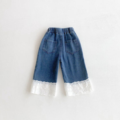 Autumn and Spring Arrival Casual American Style Lace Color Patchwork Denim Pants Wholesale for, MyKids-USA®, Jeans, MyKids-USA -  -  -  -  -  -  - 