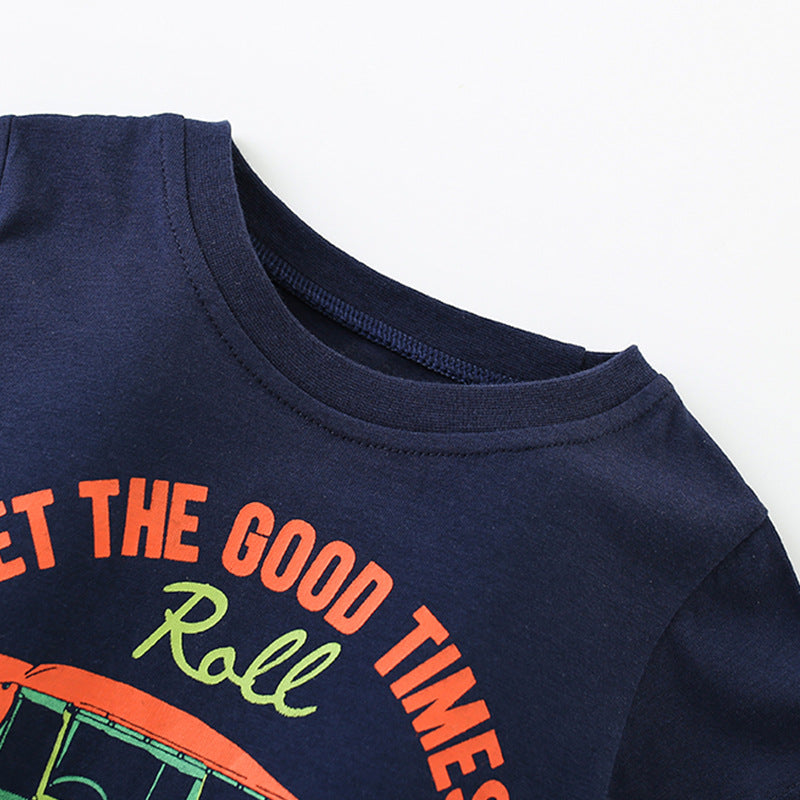 Summer Baby Kids Casual Cartoon and Letters Pattern T-shirt and Shorts Clothing Set for Boys, MyKids-USA®, Baby & Toddler Outfits, MyKids-USA -  -  -  -  -  -  - 