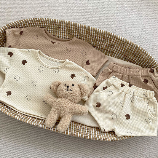 Baby Cartoon Print Pattern Waffle Knitted Fabric Clothing Sets, MyKids-USA®, Baby & Toddler Outfits, MyKids-USA -  -  -  -  -  -  - 