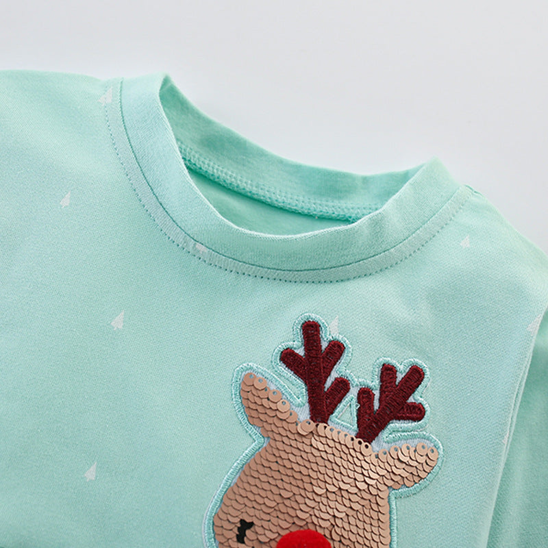 Autumn and Spring New Arrival Christmas Cartoon Sequins Pattern Long Sleeves Dress for Stylish Girls, MyKids-USA®, Baby & Toddler Dresses, MyKids-USA -  -  -  -  -  -  - 