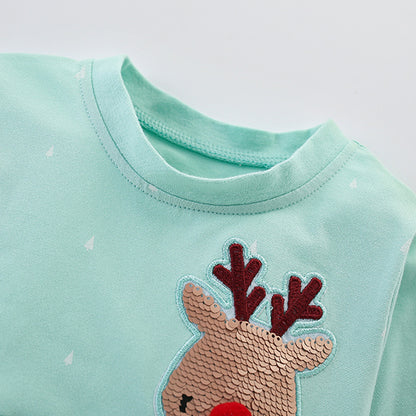 Autumn and Spring New Arrival Christmas Cartoon Sequins Pattern Long Sleeves Dress for Stylish Girls, MyKids-USA®, Baby & Toddler Dresses, MyKids-USA -  -  -  -  -  -  - 