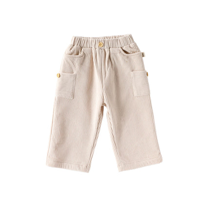 Spring and Autumn Arrival Baby Kids Unisex Solid Color Casual Corduroy Pants, MyKids-USA®, Jeans, MyKids-USA - Size/Age - 80 (9-12M) - Color - Beige -  -  - TR2509282315-A.