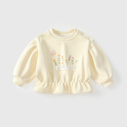 Arrival Autumn Baby Kids Girls Flowers and Butterfly Pattern Long Sleeves Pullover, MyKids-USA®, Sweaters, MyKids-USA -  -  -  -  -  -  - 