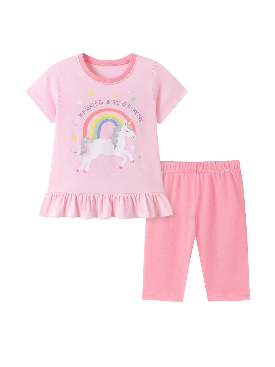 Summer Hot Selling Baby Kids Girls Short Sleeves Animals Cartoon Pattern T-shirt and Pants Clothing Set, MyKids-USA®, Baby & Children's Outfits, MyKids-USA -  -  -  -  -  -  - .