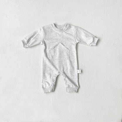 MyKids-USA® Autumn Hot Selling Baby Unisex Solid Color Long Sleeves Pocketed Romper