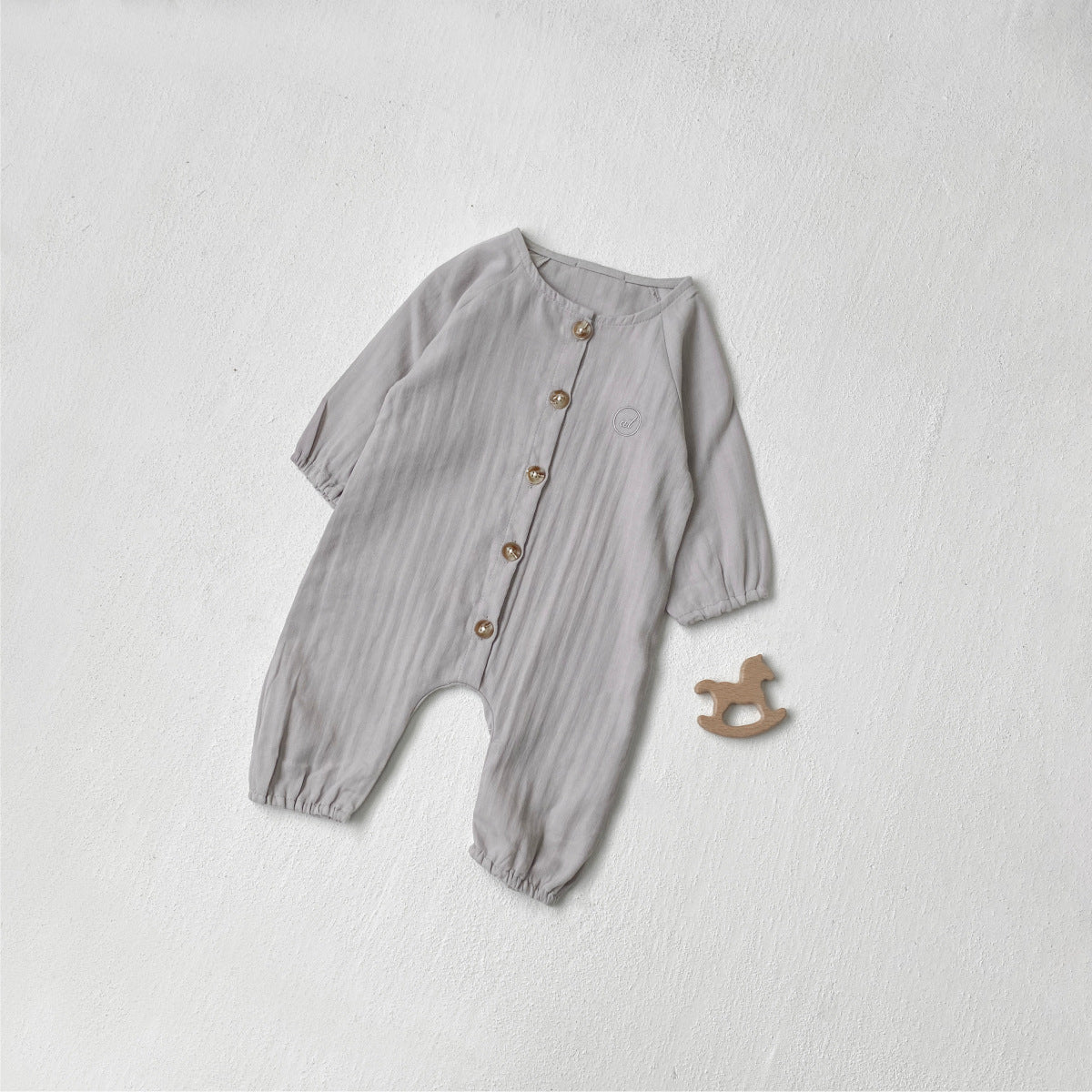 MyKids-USA® Autumn Arrival Baby Kids Long Sleeves Letters Embroidered Solid Color Rompers