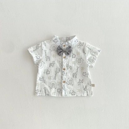 Summer Hot Selling Baby Boys Short Sleeves Animals Pattern Shirt and Grey Shorts Clothing Set, MyKids-USA®, Baby & Toddler Outfits, MyKids-USA -  -  -  -  -  -  - 