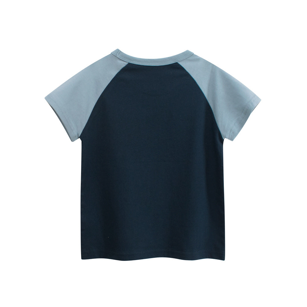 Summer Boys’ Letters Pattern Color Patchwork T-shirt in European and American Style, MyKids-USA®, Baby & Toddler Tops, MyKids-USA -  -  -  -  -  -  - 