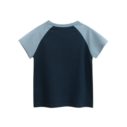 Summer Boys’ Letters Pattern Color Patchwork T-shirt in European and American Style, MyKids-USA®, Baby & Toddler Tops, MyKids-USA -  -  -  -  -  -  - 