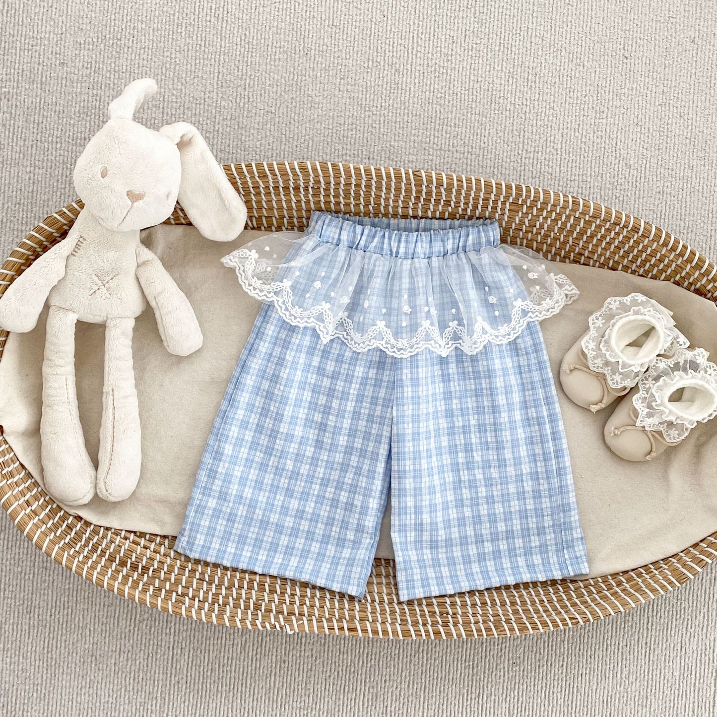 Arrival Baby Kids Girls Casual Lace Trim Plaid Pants and Solid Color T-shirt