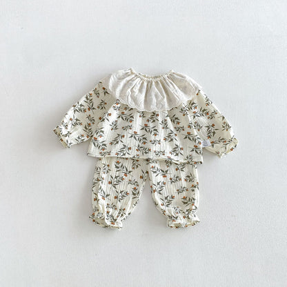 MyKids-USA® Hot Selling Autumn Baby Kids Girls Long Sleeves Floral Pattern Top with Pants Set