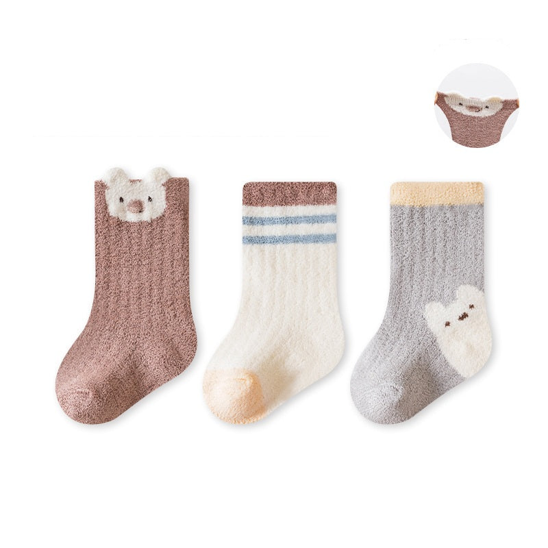 Autumn and Winter Arrival Baby Unisex Breathable Animals Pattern Cute Socks 1 Lot=3-Pair Set, MyKids-USA®, Baby & Toddler Socks & Tights, MyKids-USA - Size/Age - XS (0-6M) - Color - Grey -  -  - TR2601081235-C.