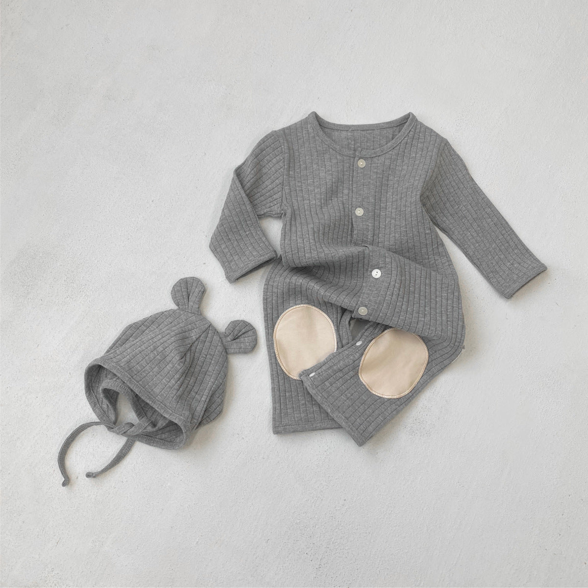 Arrival Winter and Autumn Baby Unisex Color Patchwork Long Sleeves Single Breasted Rompers with Hat, MyKids-USA®, Bodysuits, MyKids-USA - Size/Age - 66 (3-6M) - Color - Grey -  -  - TR2601071116-B.