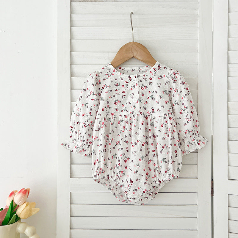 Spring Baby Girls French-style Floral Print Long-sleeved Onesies and Dress – Princess Sister Matching Set, MyKids-USA®, Baby & Toddler Outfits, MyKids-USA -  -  -  -  -  -  - 