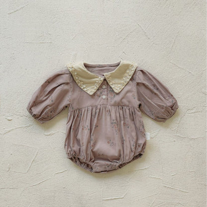 MyKids-USA® Autumn Arrival Baby Kids Girls Vintage Long Sleeves Flowers Printed Bodysuit