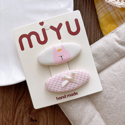 Collection of 2 Versatile Animals and Plaid Pattern Hair Clips, MyKids-USA®, Hair Pins, Claws & Clips, MyKids-USA - Size/Age - Average Size (0-12Y） - Color - Pink -  -  - TR2601081529-C.