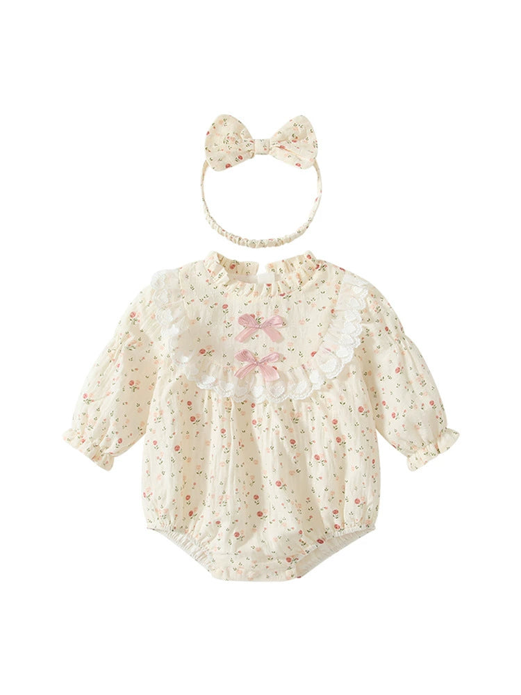 Autumn Hot Selling Baby Girls Floral Pattern Ruffle Neck Onesies Bodysuits, MyKids-USA®, Baby One-Pieces, MyKids-USA -  -  -  -  -  -  - 
