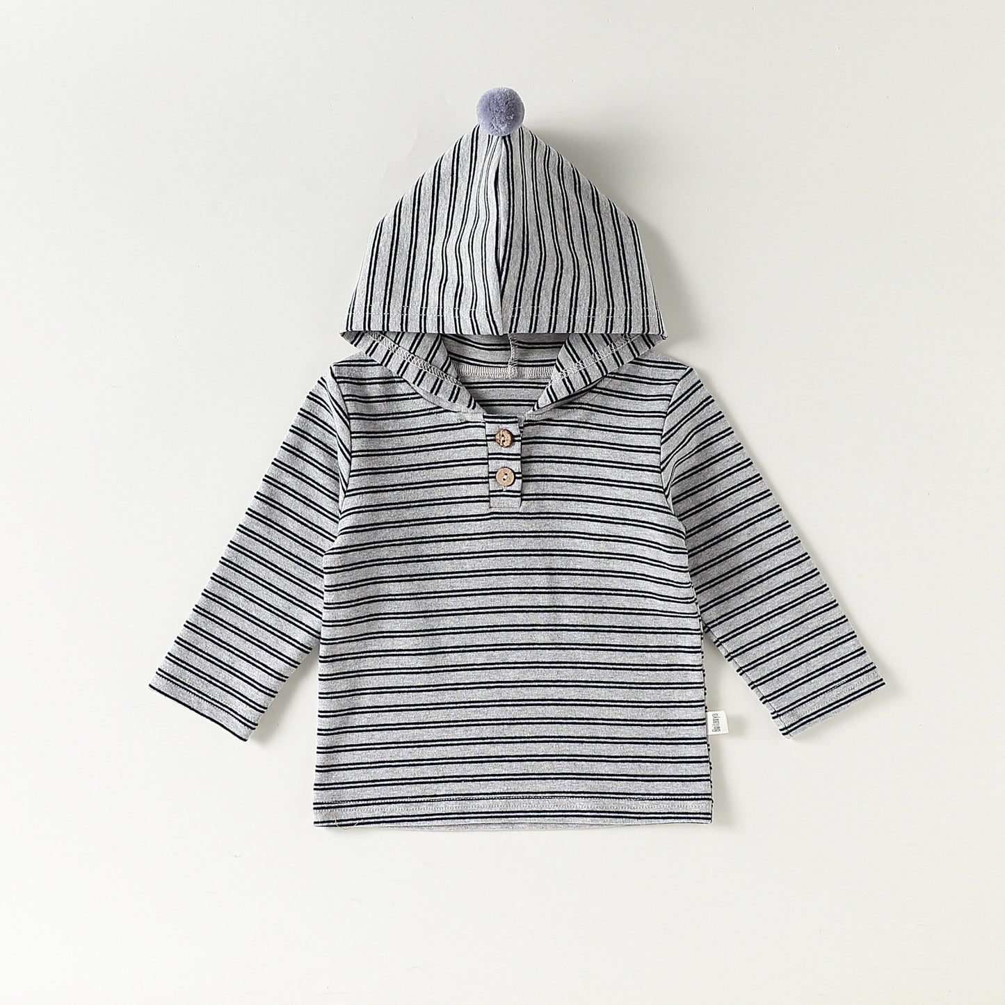 Autumn Arrival Baby Kids Unisex Striped Pattern Long Sleeves Hooded Top, MyKids-USA®, Hoodies, MyKids-USA - Size/Age - 73 (6-9M) - Color - Grey -  -  - TR2509272351-B