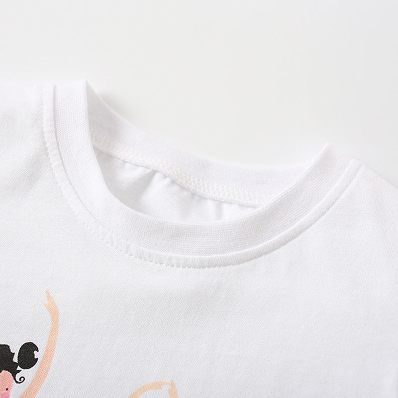 Summer Baby Kids Girls Cartoon Print T-Shirt And Shorts Clothing Set