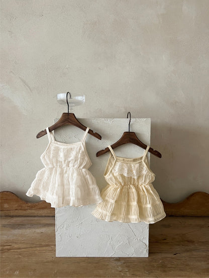 MyKids-USA® Summer Arrival Baby Girls Sleeveless Lace Trim Strap Dress