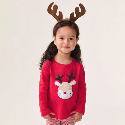 Spring and Autumn Girls Christmas Cartoon Pattern Sweatshirt and Striped Pants Clothing Set, MyKids-USA®, Baby & Toddler Outfits, MyKids-USA - Size/Age - 90 (12-24M) - Color - Red -  -  - TR2507151935-A