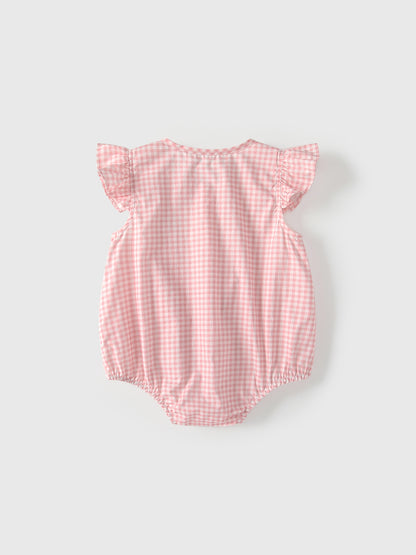 Summer Arrival Baby Girls Fly Sleeves Plaid Pattern Bodysuit, MyKids-USA®, Bodysuits, MyKids-USA -  -  -  -  -  -  - .
