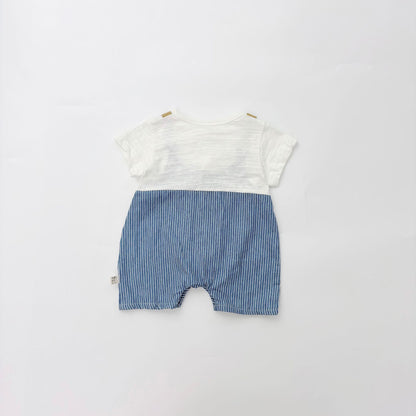 Summer Arrival Baby Boys Short Sleeves Cute Striped Overalls Pattern Rompers, MyKids-USA®, Baby One-Pieces, MyKids-USA -  -  -  -  -  -  - 