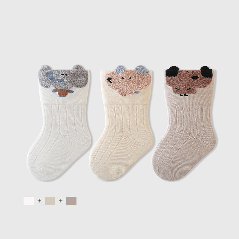 Autumn and Winter Arrival Baby Unisex Breathable Animals Pattern Casual Socks 1 Lot=3-Pair Set, MyKids-USA®, Baby & Toddler Socks & Tights, MyKids-USA - Size/Age - XS (0-6M) - Color - Brown -  -  - TR2601181602-A.