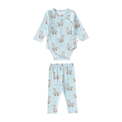 Autumn Arrival Baby Unisex Long Sleeves Casual Pattern V Neck Onesies and Pants Clothing Sets, MyKids-USA®, Baby & Toddler Outfits, MyKids-USA - Size/Age - 66 (3-6M) - Color - Green -  -  - TR2508282320-C